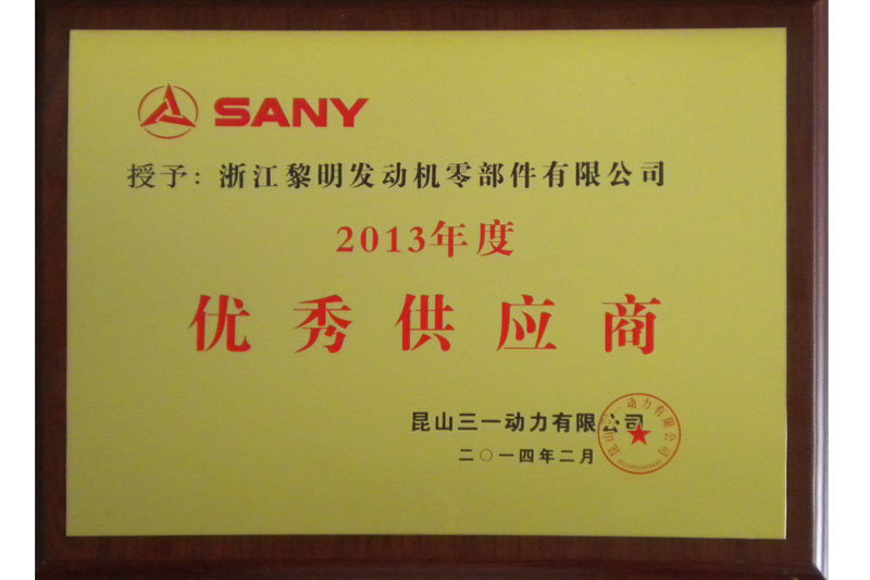 Excellent Supplier (SANY, 2013)