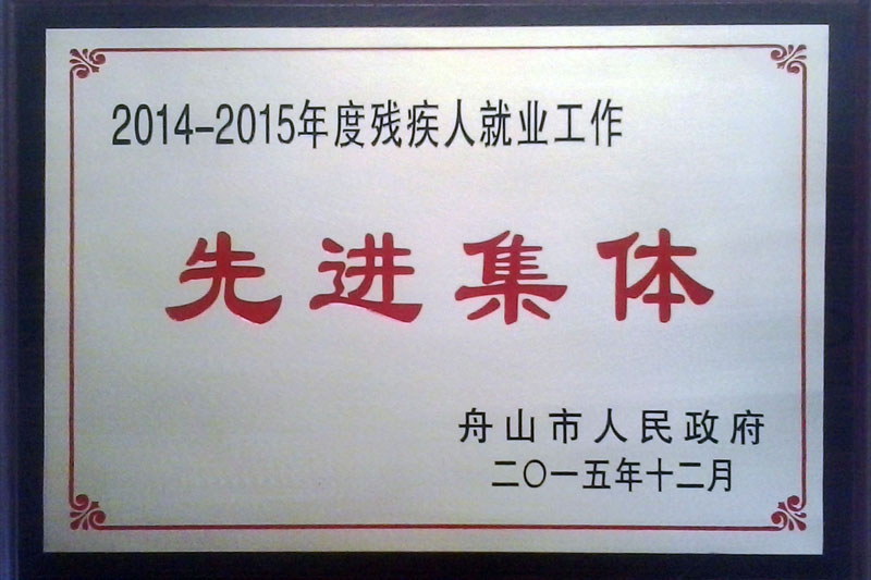 2014-2015年度市政府殘疾人就業(yè)工作先進集體